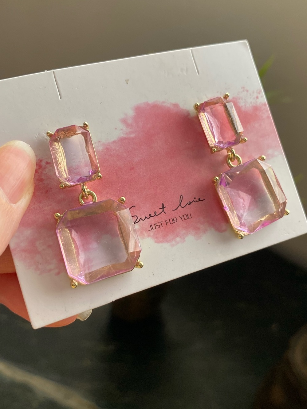 Pink Crystal Drop Earrings